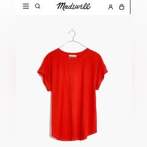 Madewell Siberian Red Linen-Blend Asbury Tee - Plus Size 1X